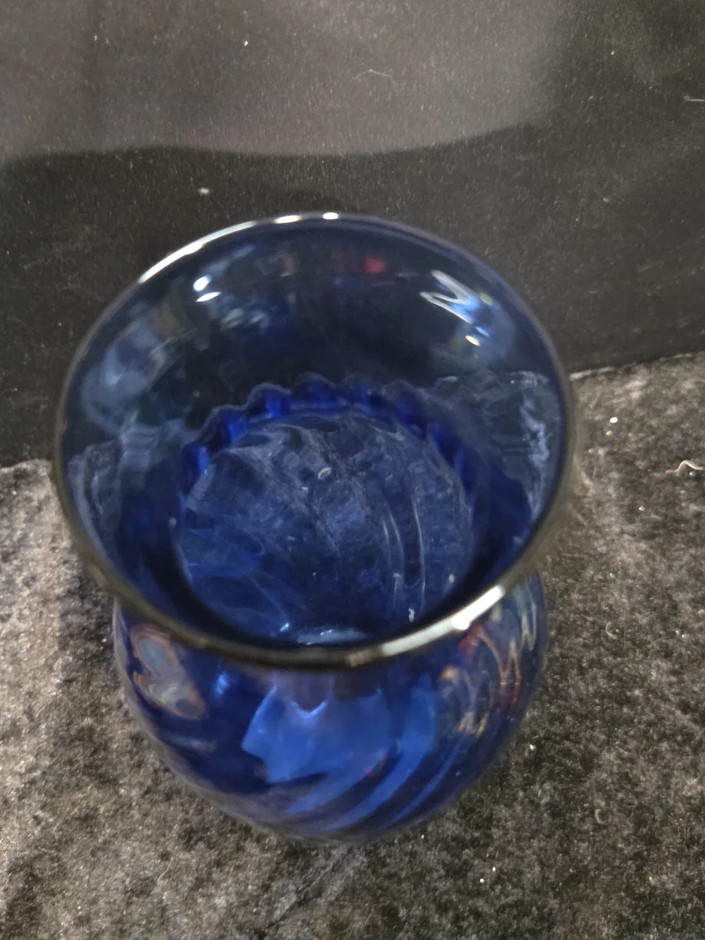 Vintage Indiana Glass Illusions Swirl Cobalt Blue Vase 9”